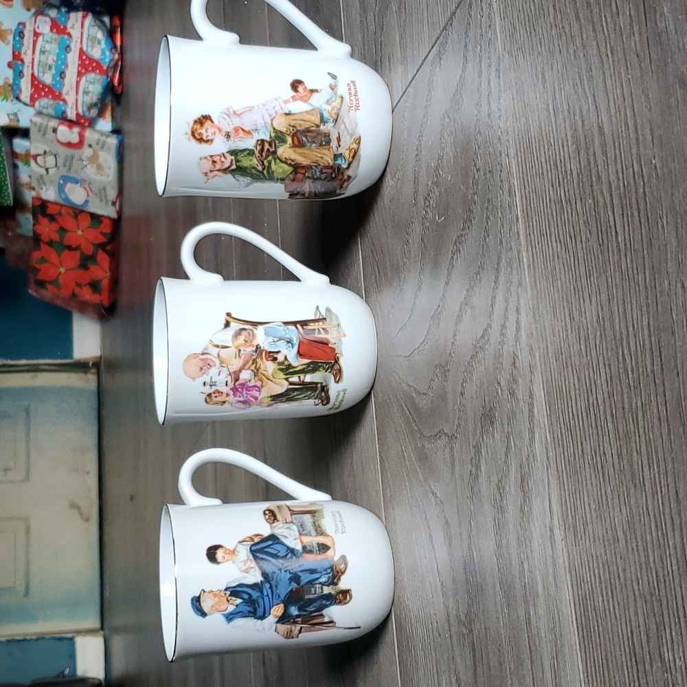 Set of 3 Norman Rockwell Museum Cups 1982